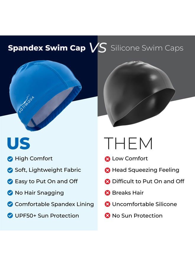 AqtivAqua Swimming Cap for Adults and Kids — Soft and Elastic Spandex with Protective Layer — Ideal for Use in Swimming Pools or Open Water - Image 3