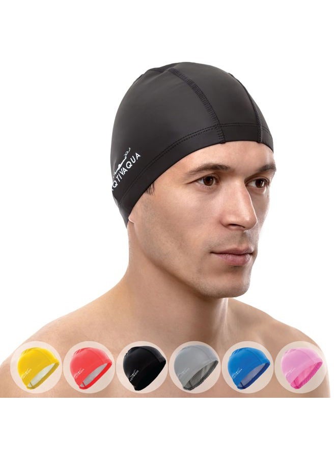 AqtivAqua Swimming Cap for Adults and Kids — Soft and Elastic Spandex with Protective Layer — Ideal for Use in Swimming Pools or Open Water - Image 1