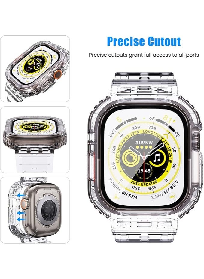 FARROBIZZ - Band Compatible for Apple Watch Ultra 49mm with Bumper Case Cover, Clear Crystal Men Women Durable Sport Transparent Protective Band for iWatch Ultra (Black) - Image 1