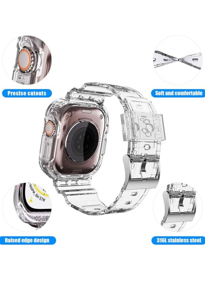 FARROBIZZ - Band Compatible for Apple Watch Ultra 49mm with Bumper Case Cover, Clear Crystal Men Women Durable Sport Transparent Protective Band for iWatch Ultra (Black) - Image 1