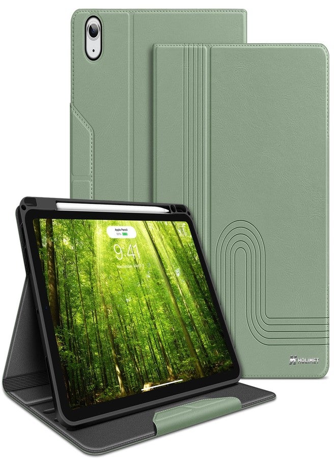 H HOLIMET جراب H HOLIMET لجهاز iPad Air من الجيل الخامس (2022) والجيل الرابع (2020) مقاس 10.9 بوصة، مزود بحامل قلم، غطاء خلفي ناعم مقاوم للصدمات، مصنوع من الجلد النباتي، مزود بخاصية التشغيل/الإيقاف التلقائي. - Image 1