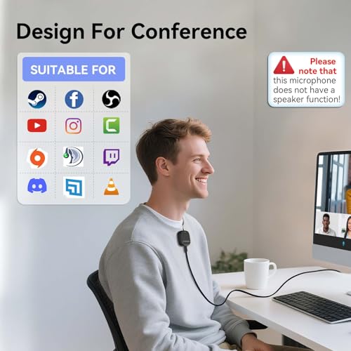AIRHUG Conference USB Microphone, Desktop Computer Mic, Noise Canceling, Mute Button & LED Indicator, Plug & Play for Video Conference, Gaming, Online Class, Compatible with Windows & MacOS - Image 3