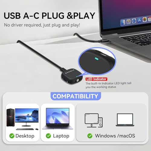 AIRHUG Conference USB Microphone, Desktop Computer Mic, Noise Canceling, Mute Button & LED Indicator, Plug & Play for Video Conference, Gaming, Online Class, Compatible with Windows & MacOS - Image 4