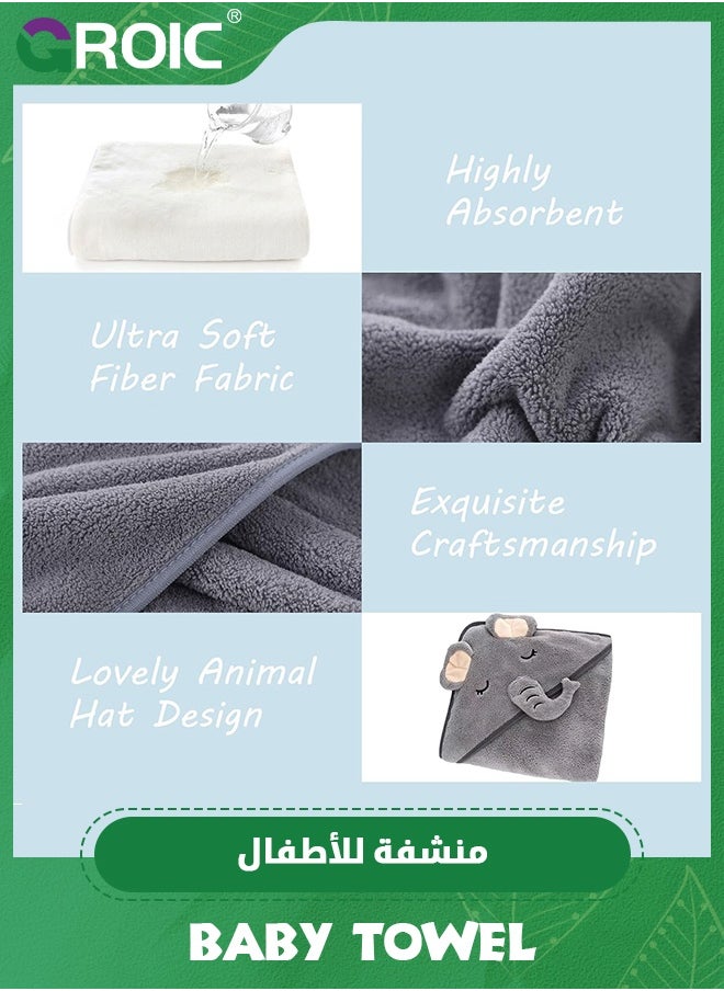 GROIC 1 Pack Hooded Baby Towels - Premium Ultra Soft Organic Baby Bath Towel,Hooded Towels for Baby,Ultra Soft and Absorbent Bath Towel with Hood  - Image 2