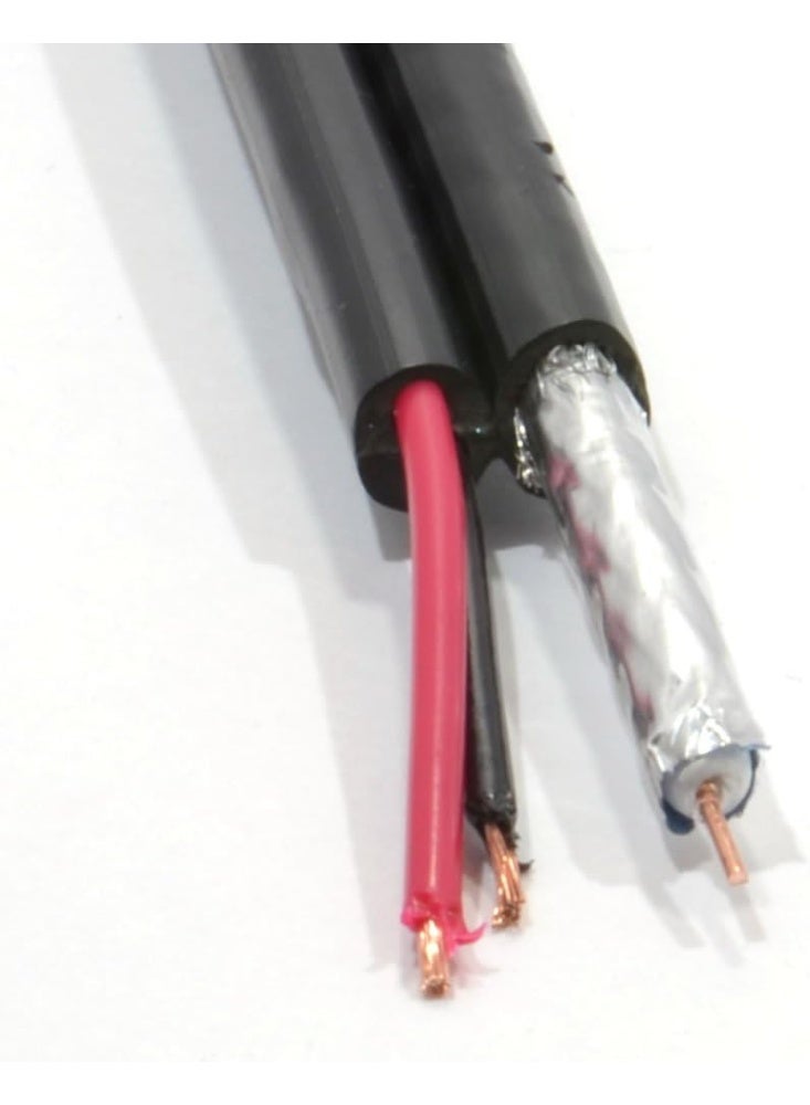 بكرة كابل RG59+2 محوري مع سلك طاقة – 100 متر، أسود CCA CCS لكاميرات المراقبة