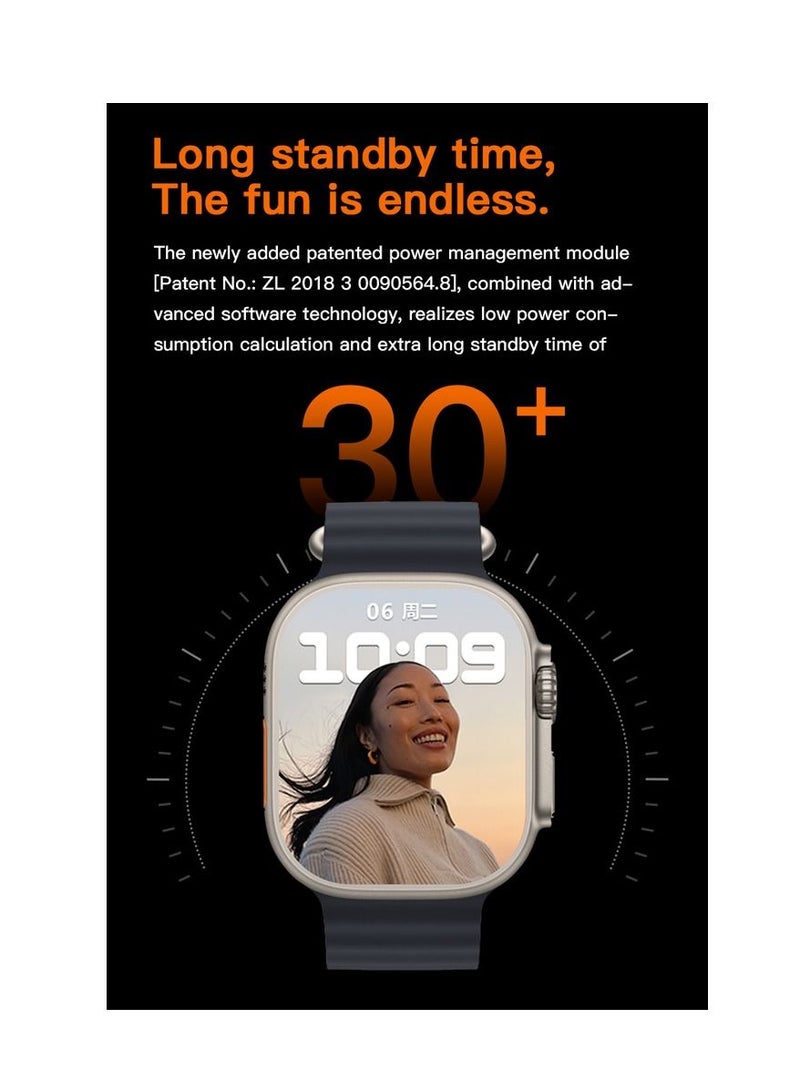 AROAQ - 220.0 mAh T900 Ultra Wireless Charging New Features Super Fast New Smart Watch Orange Orange - Image 1