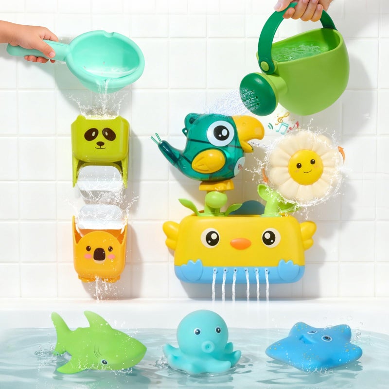 AMCHSURI Baby Bath Toys for Kids Ages 13 Interactive Bath Toys for Toddler 24 Bathtub Water Pool Shower Toys with Watering Can and Tub Toys for Babies 12 18 Months - Image 3