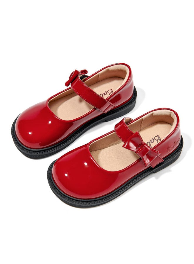 Balaqi Children's Leather Shoes Girls Spring Autumn Glossy Classic Performance School Shoes Bl3308 Red Size 30 - Image 4