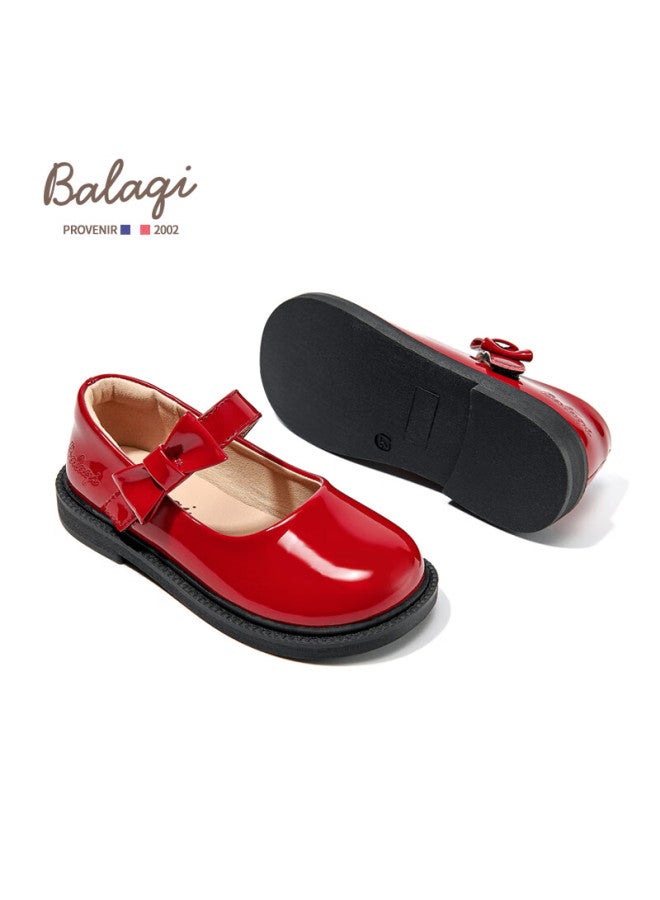 Balaqi Children's Leather Shoes Girls Spring Autumn Glossy Classic Performance School Shoes Bl3308 Red Size 30 - Image 5
