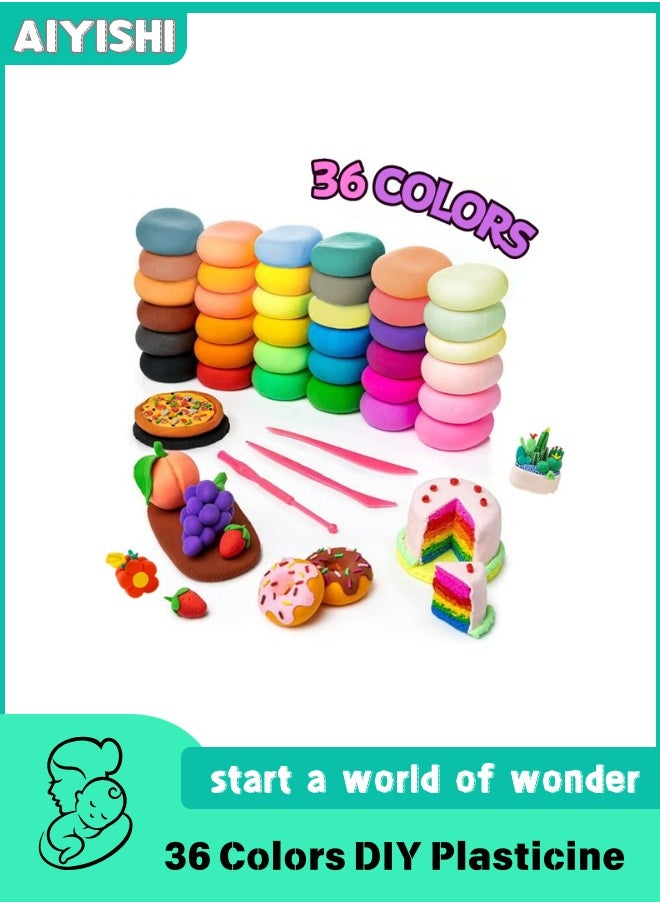 AIYISHI 36 Colors DIY Plasticine for Kids Education, Super Light Modelling Clay Interactive Toy  - Image 1