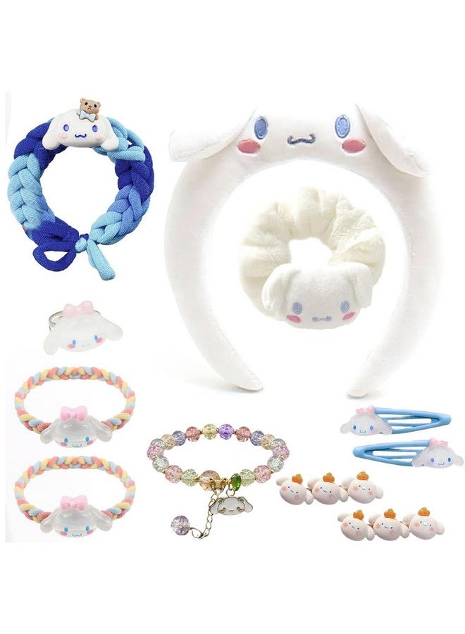 Zibuyu ® 10Pcs Cinnamoroll Hair Accessories For Girls, Fashion Hair Band Set With Hair Clips For Girls Kids & Face Wash Headband & Ring & Bracelet For Girls & Woven Rope Hairband For Girls & Hair Tie - Image 1