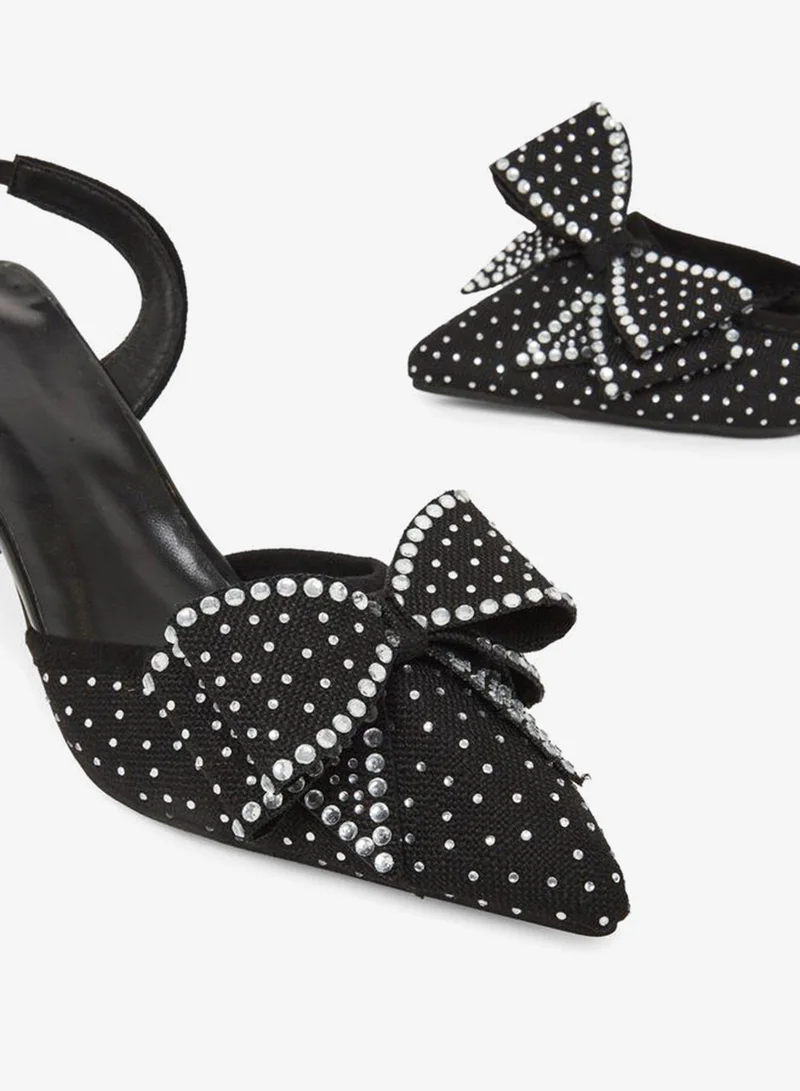 Take Two Women Black Slingback Kitten Heel Sandals