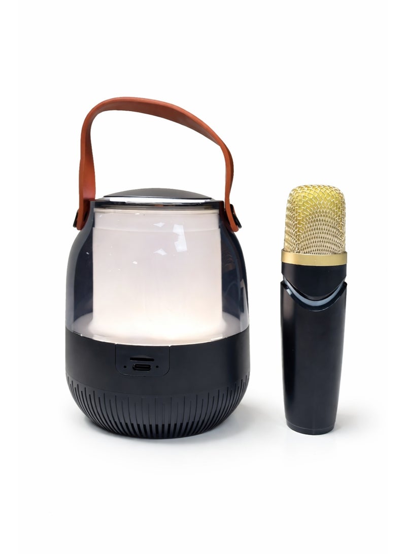 Portable Wireless LED Bluetooth Karaoke Speaker with Rechargeable Microphone comes with Bluetooth , TF Card and USB Support - Image 4