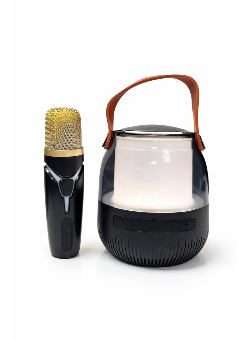 Portable Wireless LED Bluetooth Karaoke Speaker with Rechargeable Microphone comes with Bluetooth , TF Card and USB Support - Image 1