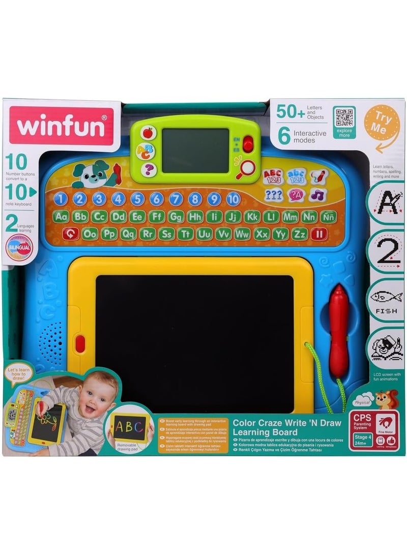 Winfun Color Craze Write ‘N Draw Learning Board 24M+ | Interactive Drawing & Writing Board for Toddlers | Educational Creative Learning Toy | Early Skills Development - Image 1