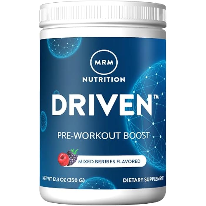 MRM Nutrition Driven Pre-Workout Powder | Mixed Berry Flavored | 125mg Caffeine | Pure Ingredients| Muscle + Hydration + Energy Blends | Performance Energy | Vegan + Gluten-Free | 29 Servings - Image 1