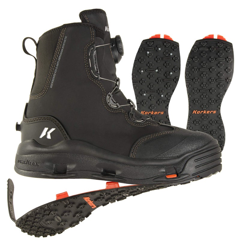 Korkers Mens Devils Canyon Wading Boots Black 13