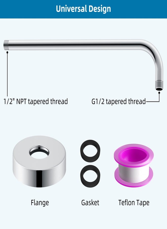 Hibbent 16 Inch All Metal Shower Extension Arm, Extra Long Extender with Flange, Stainless Steel Rainfall Shower Arm Water Outlet, Wall Mounted Shower Head Extender, Chrome - Image 5