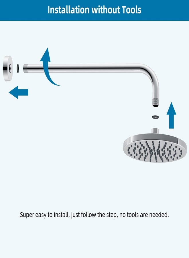 Hibbent 16 Inch All Metal Shower Extension Arm, Extra Long Extender with Flange, Stainless Steel Rainfall Shower Arm Water Outlet, Wall Mounted Shower Head Extender, Chrome - Image 3