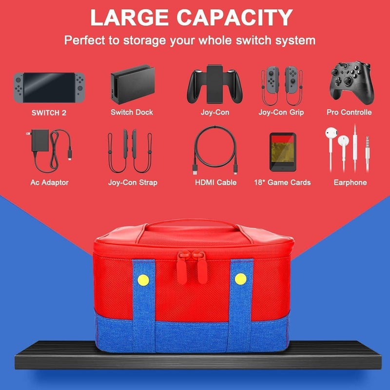 TMOHRA Cute Switch Carry Case for Switch 2/Nintendo Switch/Lite/OLED, Portable Soft Shell Waterproof Protective Storage Travel Carrying Case Messenger Bag Oxford for NS SD Console Dock JoyCons Accessories - Image 2