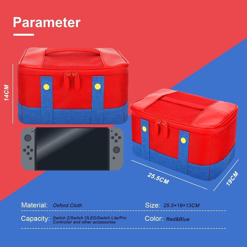 TMOHRA Cute Switch Carry Case for Switch 2/Nintendo Switch/Lite/OLED, Portable Soft Shell Waterproof Protective Storage Travel Carrying Case Messenger Bag Oxford for NS SD Console Dock JoyCons Accessories - Image 5