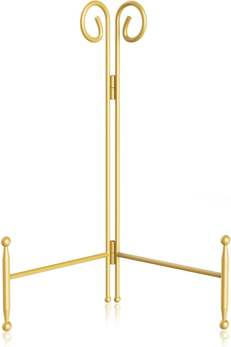 SVENJBB Plate Stand and Holder Display Stand 12 Inch, Gold Iron Picture Frame Stand for Display, Collapsible and Portable Easel Stand for Table (1 Pack) - Image 1