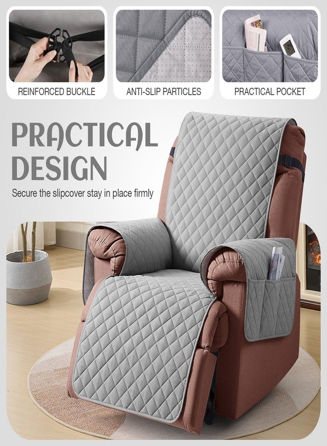 KinCam 100% Waterproof Recliner Chair Cover, Reclining Couch Covers for Pets, Dogs, Recliner Couch Slipcover Furniture Protector with Elastic Straps for Kids(30", Light Gray) - Image 4
