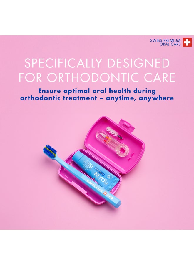 CURAPROX Travel Set Ortho Pink I Includes CS 5460 Travel Toothbrush, 10ml Be You Toothpaste, CPS Prime 07 & 09 Interdental Brushes I Compact Oral Care Kit for On-the-Go - Image 3