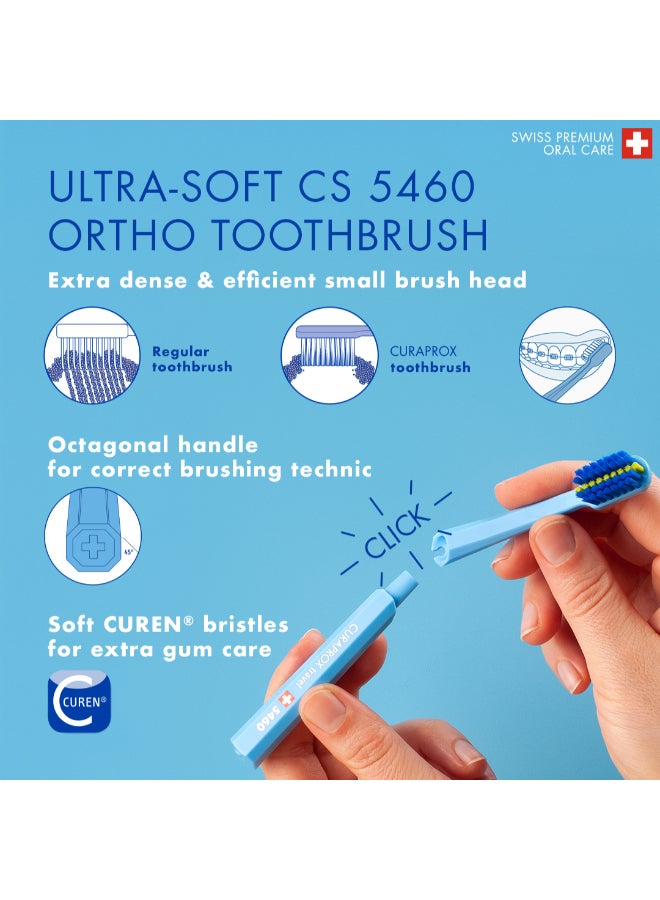 CURAPROX Travel Set Ortho Pink I Includes CS 5460 Travel Toothbrush, 10ml Be You Toothpaste, CPS Prime 07 & 09 Interdental Brushes I Compact Oral Care Kit for On-the-Go - Image 4