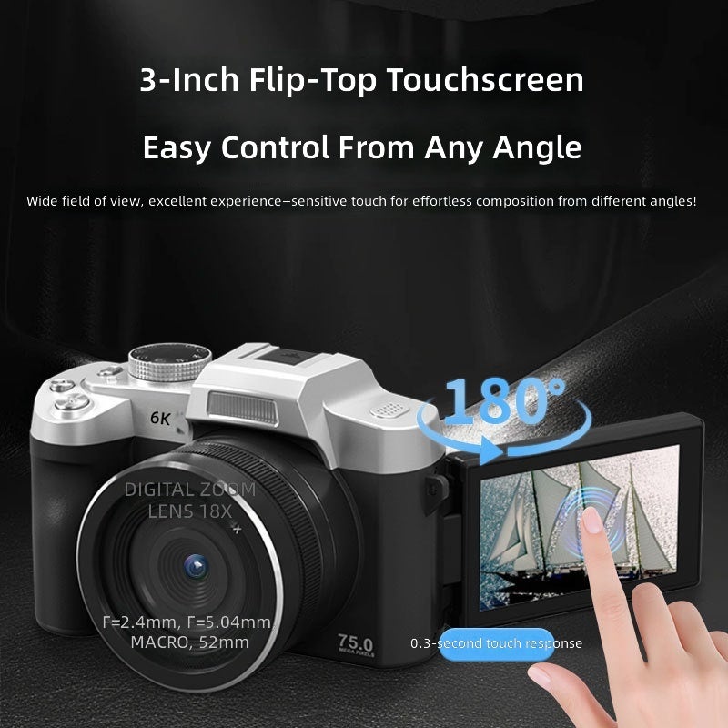 Custom 6K Retro Mirrorless Camera for Outdoor HD Touchscreen, 84MP Professional Photography - Image 3