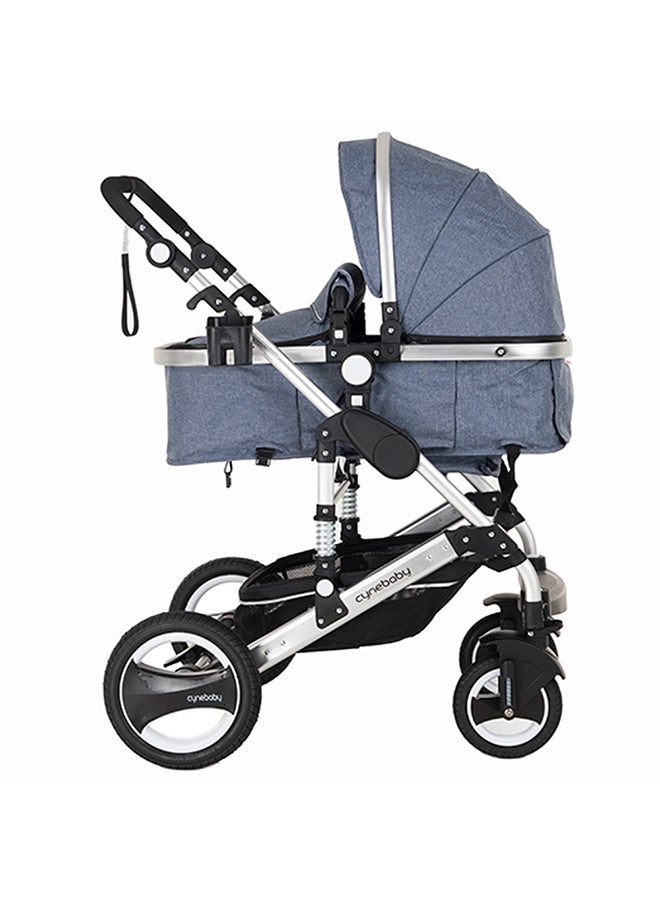 cynebaby عربة أطفال فاخرة 3 في 1 من ساين بيبي 7 باللون الأزرق - Image 1