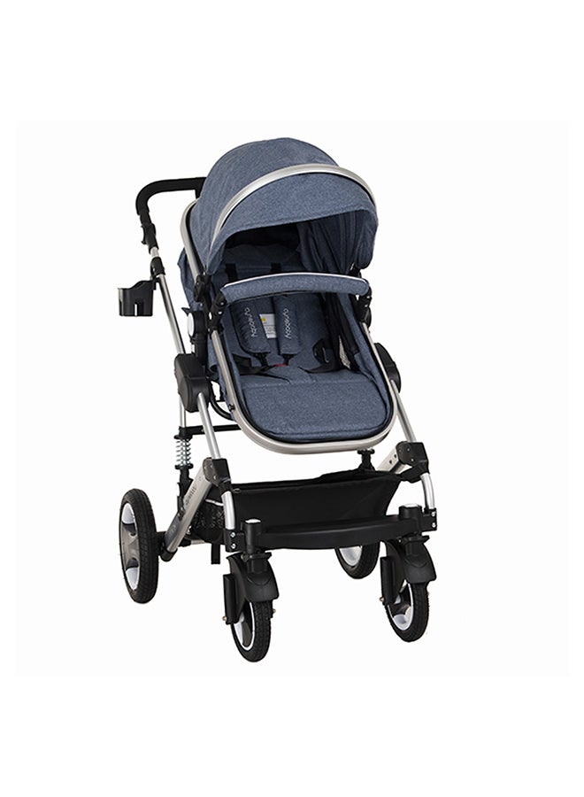 cynebaby عربة أطفال فاخرة 3 في 1 من ساين بيبي 7 باللون الأزرق - Image 4