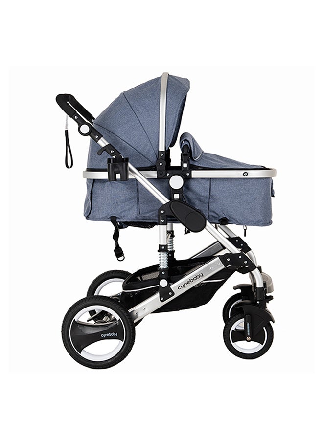 cynebaby عربة أطفال فاخرة 3 في 1 من ساين بيبي 7 باللون الأزرق - Image 2