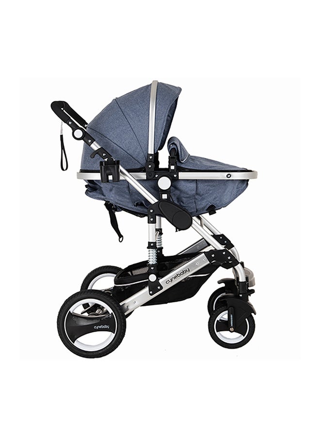 cynebaby عربة أطفال فاخرة 3 في 1 من ساين بيبي 7 باللون الأزرق - Image 3