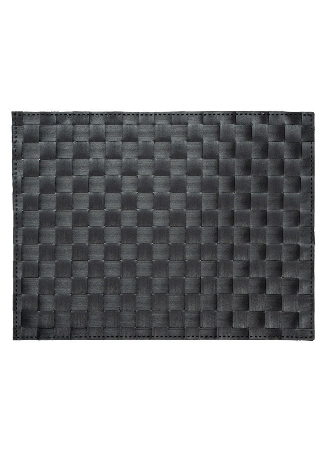 Restaurantware Macroweave 16 x 12 Inch Woven Placemats, Set Of 6 Rectangle Table Placemats - Durable, Easy To Clean, Black Plastic Placemats For Dining Table, For Homes or Restaurants, - Image 1