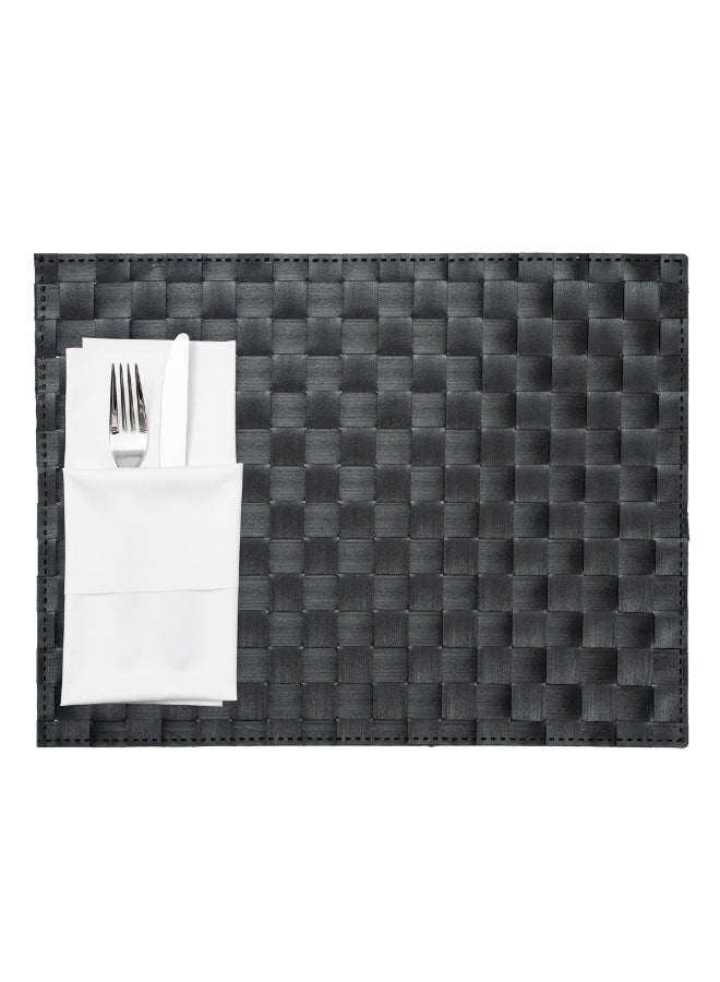 Restaurantware Macroweave 16 x 12 Inch Woven Placemats, Set Of 6 Rectangle Table Placemats - Durable, Easy To Clean, Black Plastic Placemats For Dining Table, For Homes or Restaurants, - Image 2