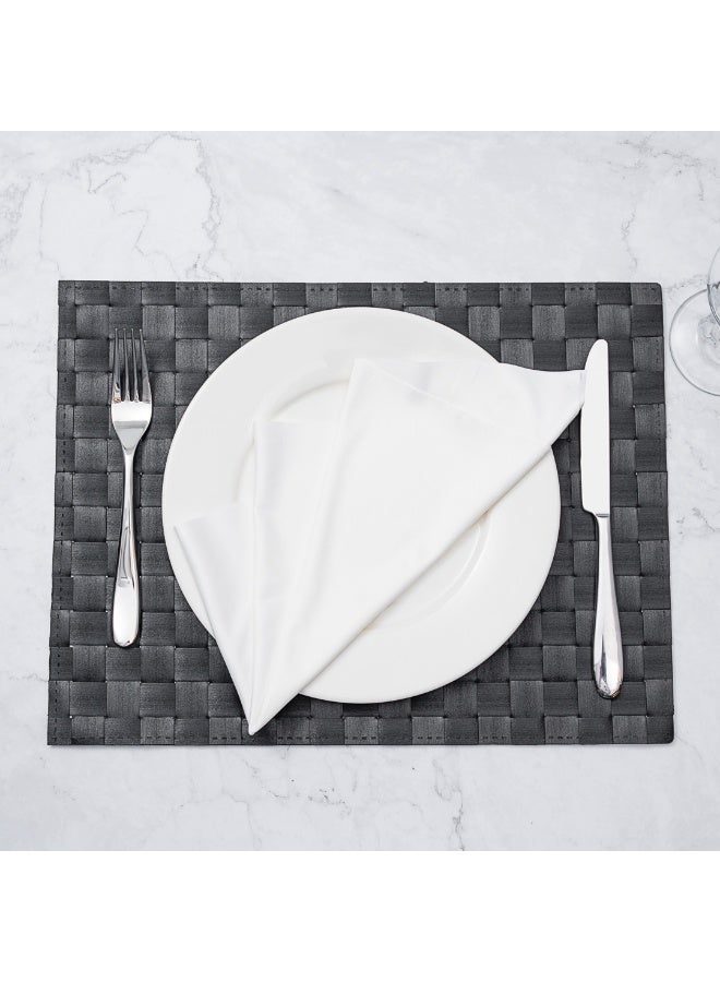 Restaurantware Macroweave 16 x 12 Inch Woven Placemats, Set Of 6 Rectangle Table Placemats - Durable, Easy To Clean, Black Plastic Placemats For Dining Table, For Homes or Restaurants, - Image 4