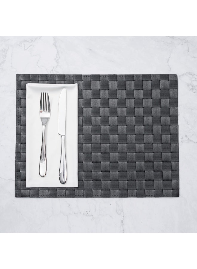 Restaurantware Macroweave 16 x 12 Inch Woven Placemats, Set Of 6 Rectangle Table Placemats - Durable, Easy To Clean, Black Plastic Placemats For Dining Table, For Homes or Restaurants, - Image 3