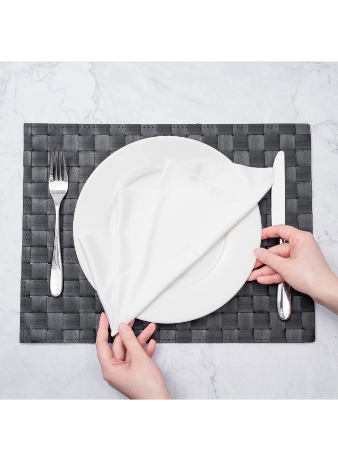 Restaurantware Macroweave 16 x 12 Inch Woven Placemats, Set Of 6 Rectangle Table Placemats - Durable, Easy To Clean, Black Plastic Placemats For Dining Table, For Homes or Restaurants, - Image 5