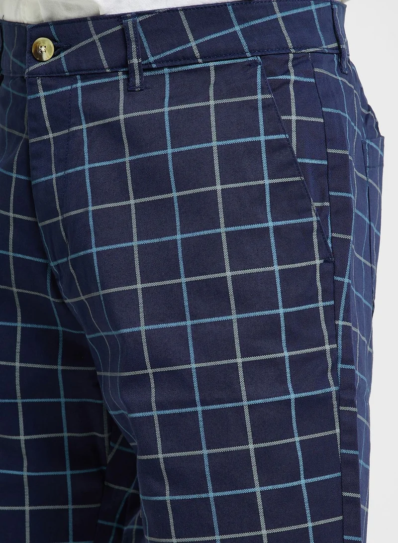 Thomas Scott Thomas Scott Men Checked Mid-Rise Slim Fit Sports Shorts