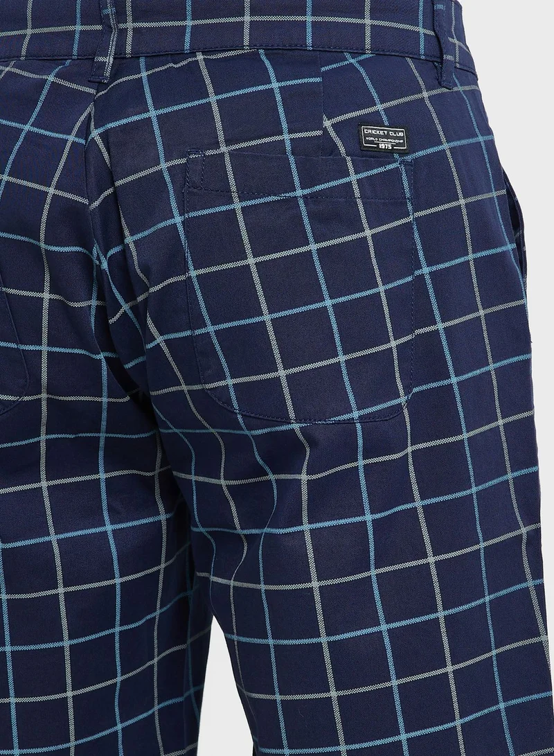 Thomas Scott Thomas Scott Men Checked Mid-Rise Slim Fit Sports Shorts