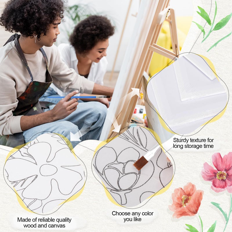 Sherr 96 Pcs 12 Sets Pre Drawn Canvas Kit for Painting Craft Sip and Paint Kit for Adults Pre Printed Canvas Painting Favor for DIY Birthday Gifts Adult's Date Party, 8 x 10 Inches(Flower) - Image 3