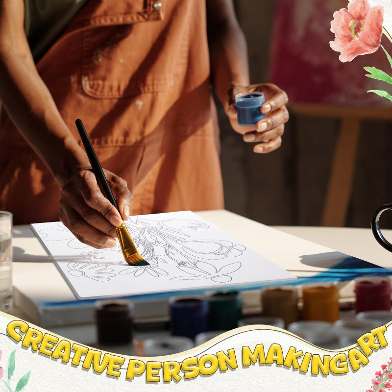 Sherr 96 Pcs 12 Sets Pre Drawn Canvas Kit for Painting Craft Sip and Paint Kit for Adults Pre Printed Canvas Painting Favor for DIY Birthday Gifts Adult's Date Party, 8 x 10 Inches(Flower) - Image 4