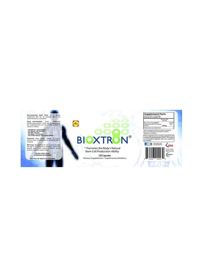 Bioxtron Natural AFA Stem Cell Supplement-120 Capsules (1) - Regenerate Tissue and Cells- Joint Pain - Fatigue - Low Defenses - Image 1