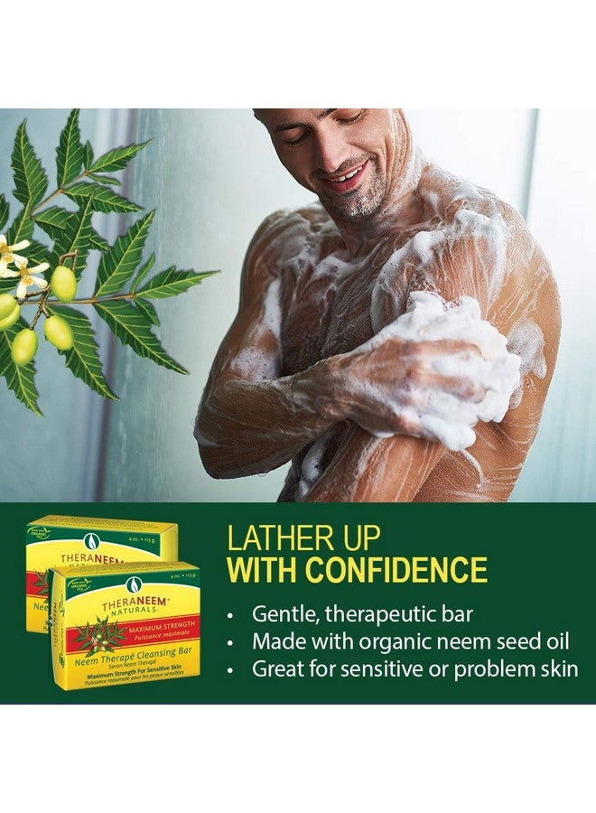 ثيرا نيم صابونة ثيرا نيم العلاجية لتنظيف البشرة، فائقة القوة | صابون زيت النيم للبشرة الحساسة | يلطف ويرطب | 4 أونصات - Image 3