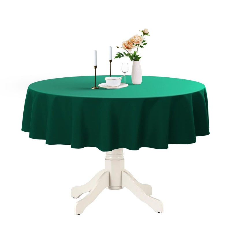 Romanstile Round Waterproof Tablecloth Stain Resistant Washable Table Cloths Wrinkle Free Polyester Table Covers for Kitchen Dining Party Wedding Indoor and Outdoor  Green 90 Inch