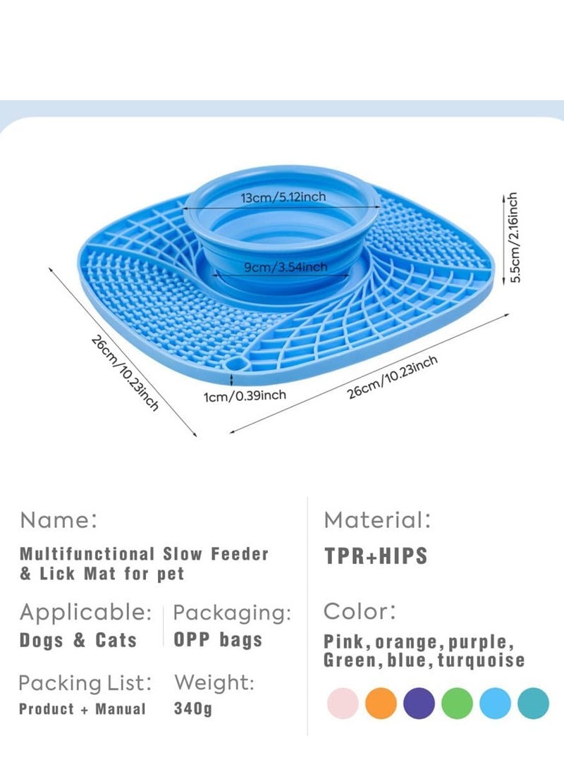 حصيرة سنفل من السيليكون مع وعاء ماء، حصيرة لعق للكلاب والقطط، حصيرة تغذية بطيئة 3 في 1 مع شفط قوي، وعاء طعام متين قابل للغسل في الغسالة للأكل البطيء للكلب لتناول الطعام بسرعة - Image 2