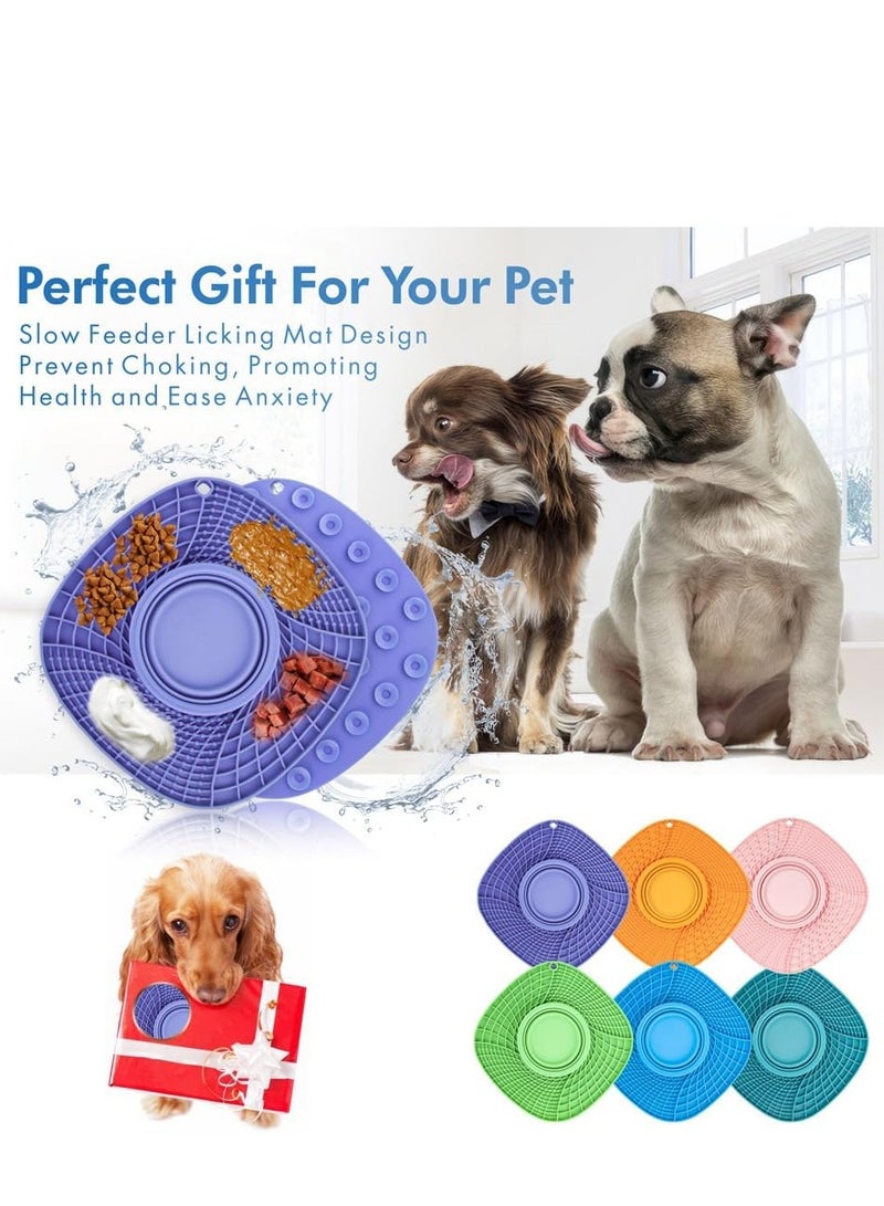 حصيرة سنفل من السيليكون مع وعاء ماء، حصيرة لعق للكلاب والقطط، حصيرة تغذية بطيئة 3 في 1 مع شفط قوي، وعاء طعام متين قابل للغسل في الغسالة للأكل البطيء للكلب لتناول الطعام بسرعة - Image 4