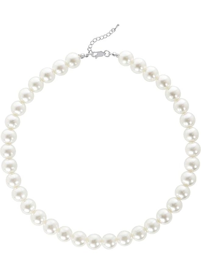 BABEYOND Round Imitation Pearl Necklace Wedding Pearl Necklace for Brides (Diameter of Pearl 12mm) - Image 1
