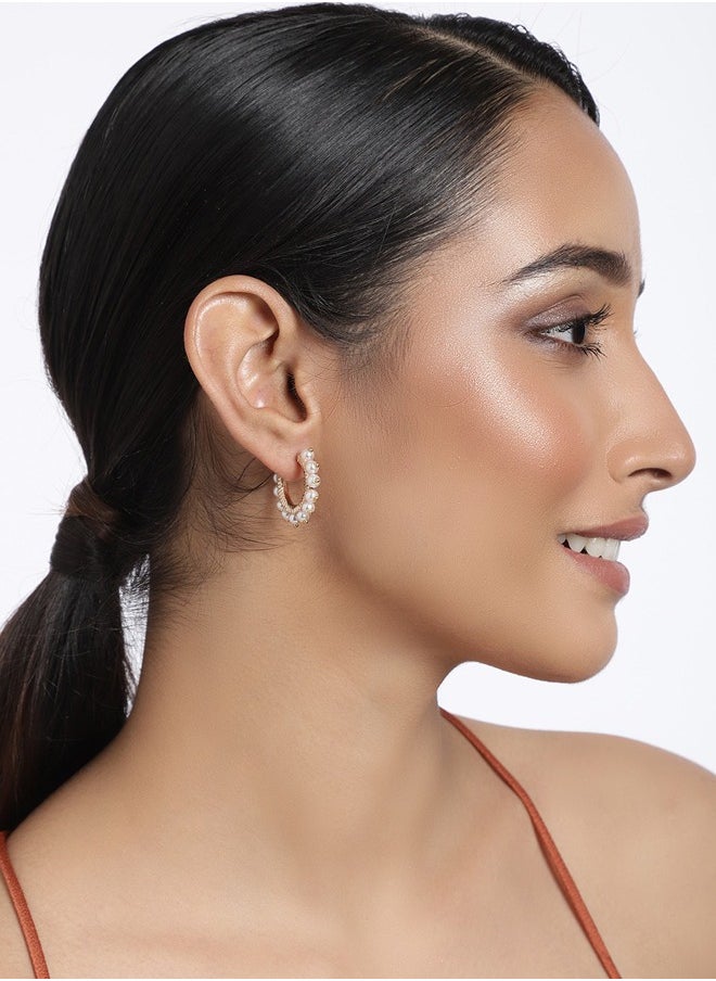 Just Peachy Just Peachy Gold-Toned Circular Half Hoop Earrings - Elegant and Modern Design, Lightweight and Comfortable for All-Day Wear, Hypoallergenic and Durable, Perfect for Adding a Touch of Any Outfit  - Image 2